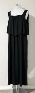 Autograph Plus Size 14 Maxi Dress Black Sleeveless Stretchy Gold Beads Evening - Picture 1 of 5