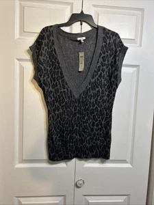 Neu mit Etikett Cache Leopardenmuster ärmellos Pullover V-Ausschnitt Trägertop Größe L Large Longline - Bild 1 von 10