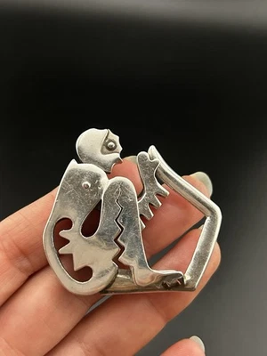 Vintage Sterling 925 Signed Taxco Mexico Monkey Keychain Key Ring - Image 1 of 4