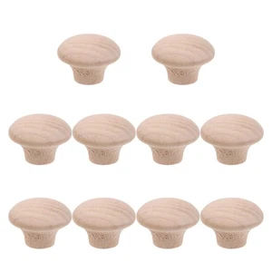  10pcs Wood Cabinet Knobs: Round Single Hole Drawer Pulls - Natural Wood Handles - Picture 1 of 12
