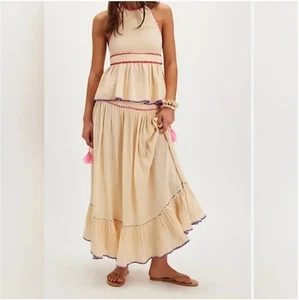 Free People Neu mit Etikett Island Time besticktes Set Top & langer Rock Größe XS - Bild 1 von 10