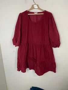 Time and Tru Damen Kleid XXXL Burgund Cord Country Babydoll Bauern Boho - Bild 1 von 11
