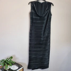 Maxi Vestido Chesca Negro Plisado Formal Cuello Capucha Talla 1 Reino Unido 14 Sin Mangas Boda - Imagen 1 de 9