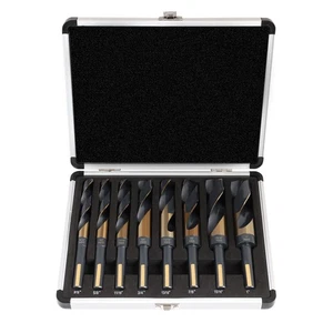 Reduced Shank Drill Bit Set, 8 Sizes from 9/16" to 1", HSS M2, Black & Gold D... - Picture 1 of 6