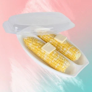 NEW NIB Microwave Corn on The Cob Cooker Steamer With Lid Dishwasher Safe Dish - Picture 1 of 3