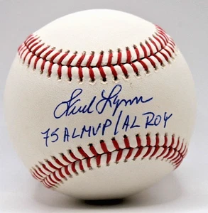 Fred Lynn Signed Rawlings OMLB Baseball "75 AL MVP/ AL ROY" - JSA - Picture 1 of 2