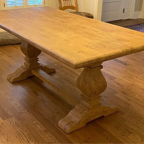 New open box Wayfair Mango Wood Trestle Dining Table---Pick up only Atlanta, GA Cover