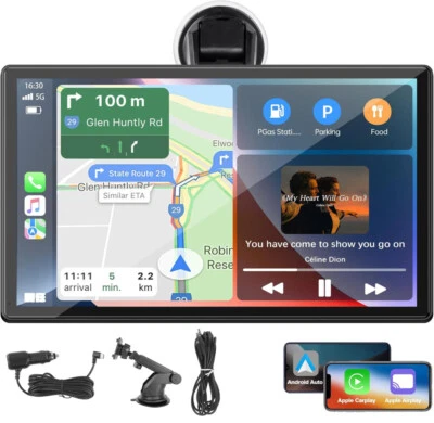 9inch Portable Car Stereo Wireless Apple Carplay Auto Touch Screen BT Radio - Image 1 of 4