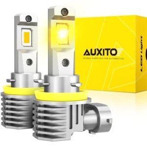 2X AUXITO H11 H16 H9 LED Headlight Bulbs High Low Beam Kits Amber 3000K 24000LM - Picture 1 of 8