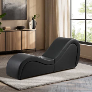 Oikiture Sofa Couch Tantra Chair Love Seat Chaise Lounge Couples Yoga Bed Black - Picture 1 of 10