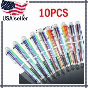 Wholesale 10PCS Multi-color 6 in 1 Ballpoint Pens Kids School Office Pen Supply - Picture 1 of 11