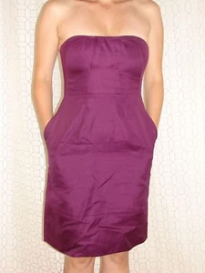 J.Crew Spiced Wine Dress Burgundy Strapless Polished Cotton - Pockets - NEW 8 - Picture 1 of 5