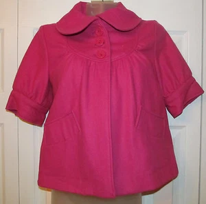 TULLE ANTHROPOLOGIE cape shrug 3/4 sleeve wool short pink mod coat jacket XS NEW - Picture 1 of 1