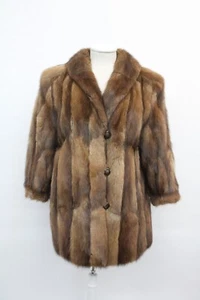 EXCELENTE ABRIGO CHAQUETA DE PIEL DE RATA ALMIZCLERA CANADIENSE NATURAL MUJER TALLA 4-6 PEQUEÑO - Imagen 1 de 3