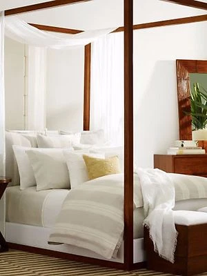 Conjunto de capa de edredom e fronhas Ralph Lauren Jamesport cinza branco listrado King 6 peças - Imagem 1 de 3