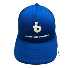 Vtg Brand Site Services Trucker Ball Hat Cap SnapBack Cotton Mesh Rope Blue