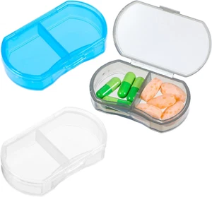 3 Pack 2 Compartment Pill Box Plastic Moisture Proof Pill Organizer Medicine Pla - Picture 1 of 12