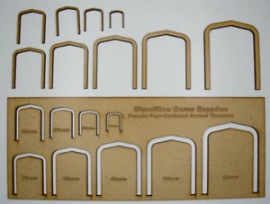 MDF PSUEDO FOUR ARCHES TEMPLATE WARGAMES DND TRAINS SCENERY WARHAMMER MODEL - Picture 1 of 2