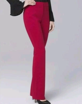 White House Black Market Crepe Slim Flare Pants Womens 4 Empress Red Holiday  - Image 1 of 4