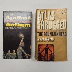 Ayn Rand 2 Vintage Paperback Book Lot Atlas Shrugged Anthem - Picture 1 of 5