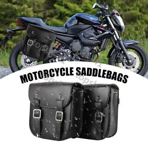 Black Leather Side Saddle Bags For Honda VT Shadow Spirit Velorex 600 750 1100 