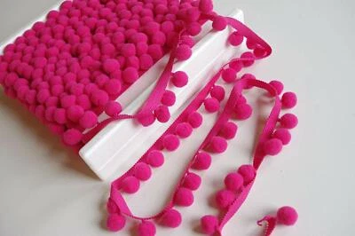 POM POM Bobble Trim Fringe Size XL - 2cm/0.8" Best Quality #C RASPBERRY - Image 1 of 3