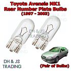 For Toyota Avensis Rear Number Plate Bulbs Reg Bulb Light Lights MK1 (97-03)