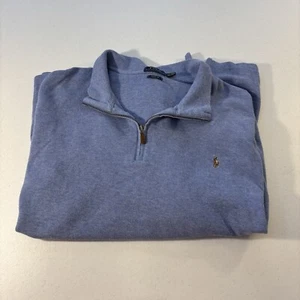 Polo Ralph Lauren Estate Rib LS 1/4 Zip Pullover Uomo 4XB Big Blue Flesh Pony - Foto 1 di 9