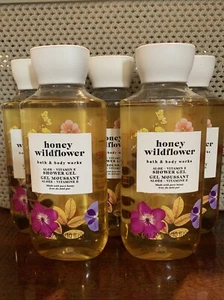 LOT OF 5 HONEY WILDFLOWER Aloe & Vitamin E 10oz SHOWER GEL Bath and Body Works - Picture 1 of 2