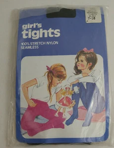 Vintage Girls Black Tights One Pair Nylon Size 7-10 Years - Picture 1 of 7