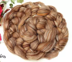 MAYA SCHOKOLADE Merino und Seide gekämmtes Top Wolle Roving zum Spinnen, Filzen 4 Unzen - Bild 1 von 10