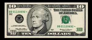 ⭐️$10 1999 Federal Reserve Note STAR Gem Unc Free Shipping (H48) - Picture 1 of 2