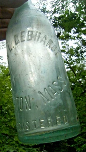 JOHN L. GEBHARDT, BOSTON, MASS. blob top beer bottle(empty) emboss logo. - Picture 1 of 10