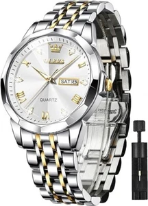 OLEVS Men Watches Stainless Steel Wrist Watch Quartz Analog Waterproof Luminous - Picture 1 of 6