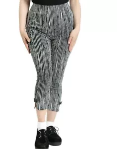 Hell Bunny 50s Style Capri Pants - Large Uk 14 Regan Capris Striped - Picture 1 of 12