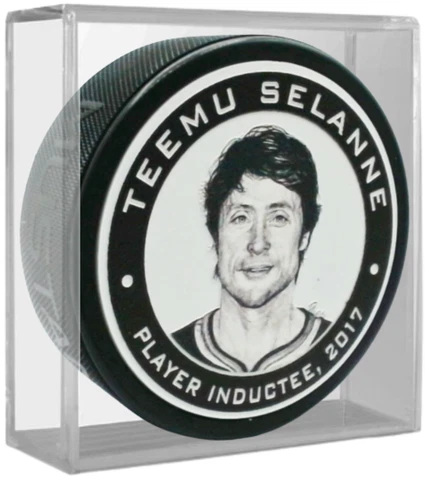 Teemu Selanne Anaheim Ducks 2017 Hall of Fame 3D Engraved Puck (in Display Cube) Cover