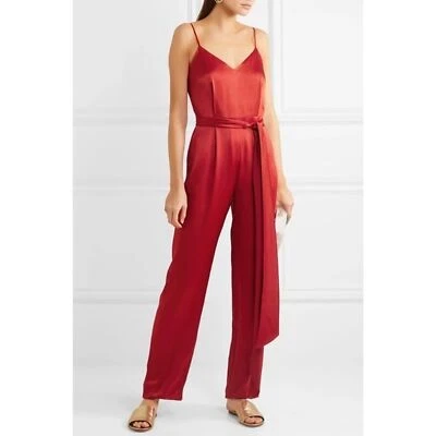 Diane von Furstenberg Satin Sleeveless Jumpsuit in Red Size 6 - Image 1 of 4