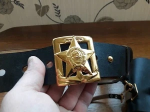 🔴Original USSR Navy Admiral Black Leather Belt Holster Buckle Strap 1987 UNUSED - Picture 1 of 12
