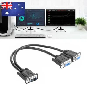 VGA Splitter Cable 1 Computer to Dual 2 Monitor Male to Female Adapter Wire - Afbeelding 1 van 11