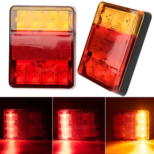 2x 12-80V 8 LED Trailer Truck Bus Van Stop Brake Rear Tail Indicator Light - Picture 1 of 6