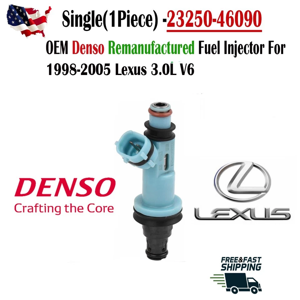 Single x1 OEM DENSO Fuel Injector For Toyota Supra, Lexus GS300 SC300 IS300 3.0L - Image 1 of 4