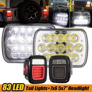 For 87-95 Jeep Wrangler YJ 7x6" LED Headlight+LED Tail Light License Plate Light - Picture 1 of 12