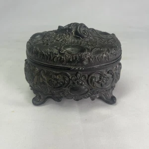 Antiguo ataúd de joyería enchapado en plata victoriano Art Nouveau baratija tocador caja - Imagen 1 de 17
