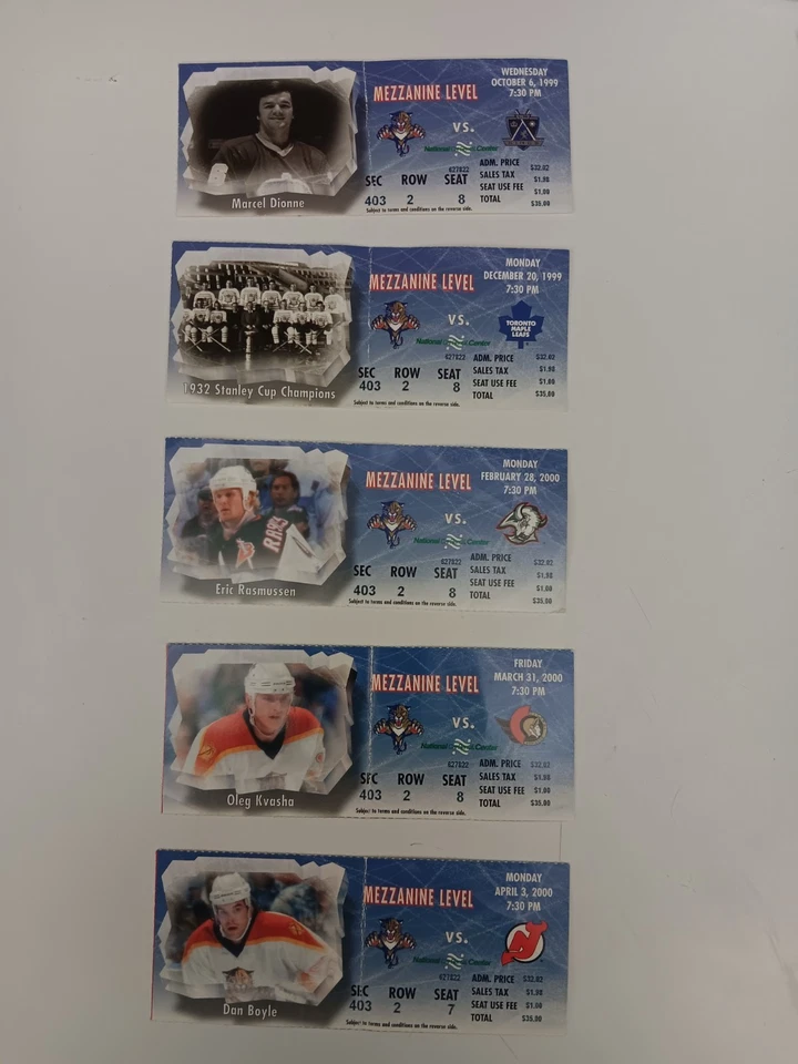 Florolida Panthers 2000 Season Tickets - 5 Different Games - Image 1 of 2