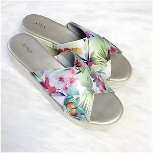 The Erin Wedge Espadrille Rope Multi-Color Floral Sandals Size 9.5 New In Box - Picture 1 of 9