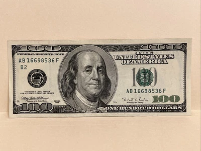 Series 1996 US One Hundred Dollar Bill Note $100 ~ New York AB 16698536 F - Image 1 of 2