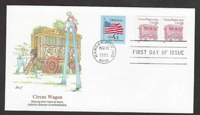 #2452D 5c Circus Wagon 1900s - Artmaster FDC  coil pair + #2288 - Image 1 of 2