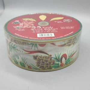 Wire-Edged Christmas Ribbon 2.5" x 55 yds  Christmas/Bows/Gifts/ Tree Topper New - Picture 1 of 6