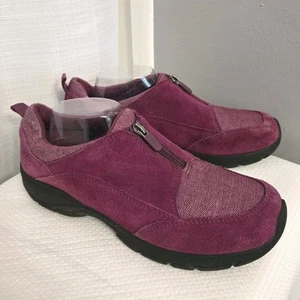 Lands End Zip Front Loafer Sz 11B Leather Suede Pink Purple Tread Hiking Casual - Picture 1 of 9