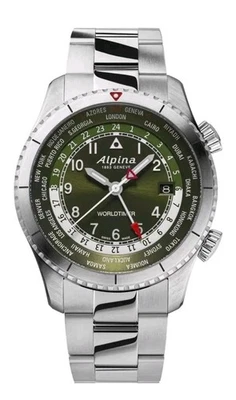 NEW Alpina Startimer Pilot Worldtimer Stainless  Swiss Quartz Men AL-255GR4S26B - Image 1 of 4